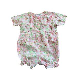 Vintage Small Steps Bubble Romper Baby Girls Pink Spring Floral 90s Outfit 24mth